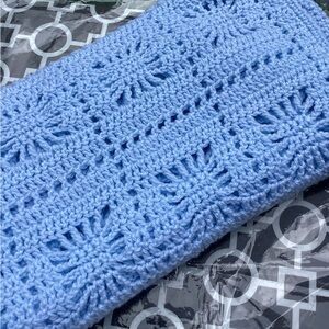 Handmade Baby Crochet Blanket in light blue. So soft. Never used.
